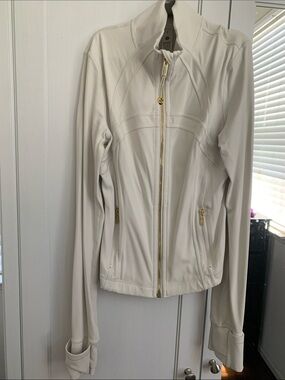 lululemon athletica Cream Full-Zip Athletic Jacket with Gold Hardware